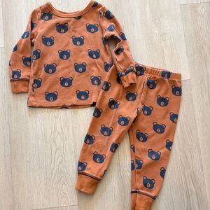24m Starting Out Orange Bear Print Pajama Set with Navy Accents